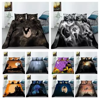 Набор пододеяльников с рисунком Хэллоуина, комплект домашнего постельного белья с призрачным принтом для мальчиков и девочек, комплект пододеяльников одного двойного размера UK Single 135x200cm