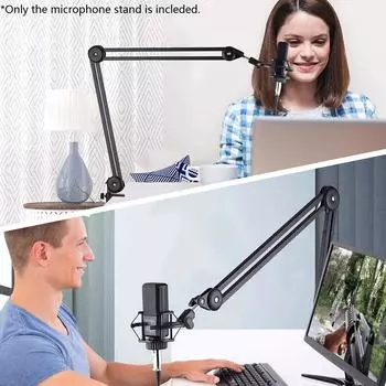 Набор подставок для микрофона. Прочная подвеска для микрофона. Ножничный рычаг с зажимом. Липкая лента для пения. чёрный