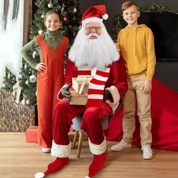 Набор подушек для лица Санты, рождественская подушка для косплея с бородой и шапкой Санты, шарф для вечеринки, маскарадов, сценических представлений B