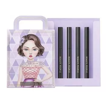 Набор подводки для глаз Beauty People с квадратными краями (4), Черный, 4 корейской популярной косметики