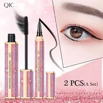 Набор подводок для ресниц QIC Starry Sky 4d, водостойкая, не размазывающаяся тушь для ресниц, подводка для глаз «два в одном» 8.5g+1G