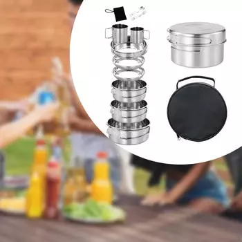 Набор походной посуды Оборудование для приготовления пищи Посуда Тарелки и миски из нержавеющей стали Для отдыха на природе