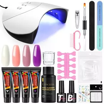 Набор полигелей для наращивания ногтей COSCELIA, 36 Вт, УФ-светодиодная лампа и базовое верхнее покрытие для быстрого наращивания ногтей, гель для замачивания, УФ-гель, маникюрные инструменты, набор для дизайна ногтей