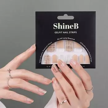 Набор полосок для ногтей Shinebee Gel Fit, 20 шт., гелевые наклейки для ногтей, 1 шт., 69248, современный твидовый френч
