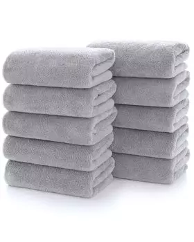 Набор полотенец для лица Light Hotel Soft для салона красоты Quick Beauty Commercial, идеально подходит для всех сезонов [Lumimi 10, серый, 3575 см] Пушистый, большой, светло-серый