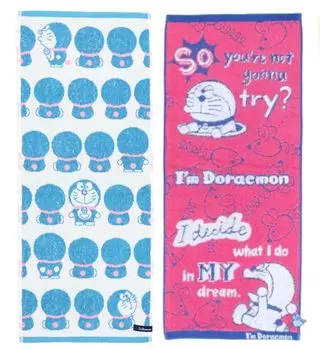Набор полотенец для лица Marushin Doraemon из 2 узоров (Жаккардовый синий/Эскейп-розовый)