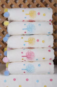 Набор полотенец для рук и лица с цветной вышивкой дерева, 6 предметов, с помпоном, подарочный набор полотенец для рук и лица, 50 x 90 см