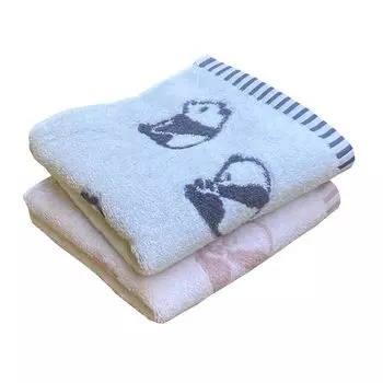 Набор полотенец Imabari Face Panda из 1 розового и 1 пушистого полотенца Made in, узор, 2 шт., цвет слоновой кости, прибл.. 34x80см, Япония, приятный для кожи, впитывающий,