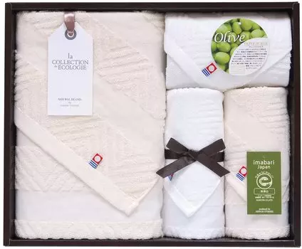 Набор полотенец Japan Utensil 2 в 1 Natural Island Imabari Olive Scrub II Eco Mark Certified Towel Set TNI5003016 (1 ванна, лицо, руки)