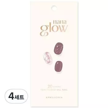 Набор полузатвердевших гелевых наклеек для ногтей April Korea Nana Glow, 20 шт., GN24, бордовый, 4 шт.