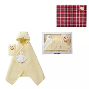 Набор пончо для ванны с ворсом в коробке Подарочный набор для младенцев Детское пончо для ванны Сделано в Японии Купальный хлопок Мальчики Девочки Младенцы Дети Детская одежда Одежда Подарок Желтый [MIKI HOUSE] жёлтый