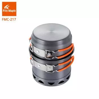 Набор посуды для кемпинга Fire Maple, компактный складной теплообменный горшок FMC-217, 268 г, легкий вес, приготовление пищи в одиночном путешествии серый