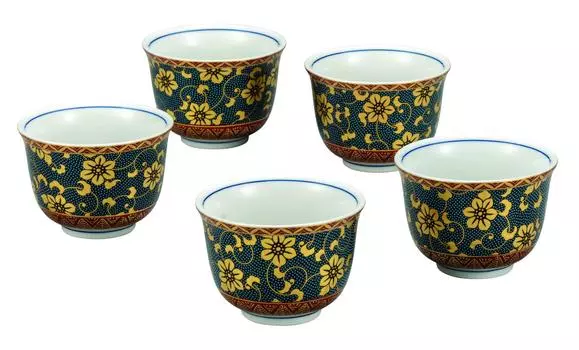 Набор посуды Кумидэ тэссен Кутани , сине-зернистый K7-750 синий