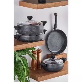 Набор посуды Stone Tombik из 7 предметов, серый космос