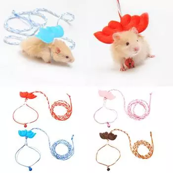 Набор поводков для хомяка с плюшевым крылом для хомяка, регулировка размера, надежная тяговая веревка для хомяка с плюшевым крылом кофейный