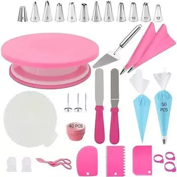 Набор поворотных столов, 35-255 предметов, монтажная ручка, лопаточка, инструмент для крепления крема для торта, инструмент для самостоятельной выпечки, форма для лунного пирога, инструменты для украшения торта 35pcs