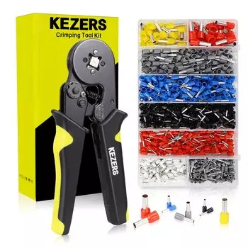 Набор прецизионных обжимных клещей KEZERS 1250 шт. Инструмент для обжима наконечников Компактные квадратные обжимные клещи с храповым механизмом для обжима гильз Обжимные клещи
