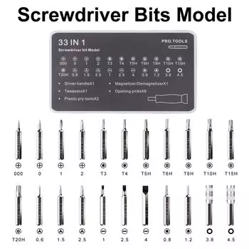 Набор прецизионных отверток 33 в 1 Phillips Torx шестигранная плоская головка магнитная отвертка наконечник для iPhone Ps4 Xbox watch camera
