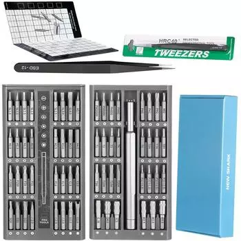 Набор прецизионных отверток 63 в 1, коврик для ремонта, набор инструментов для ремонта с чехлом Набор отверток для электроники, игровой консоли, часов