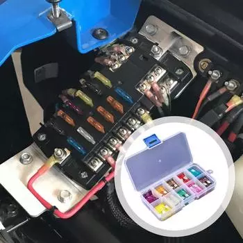 Набор предохранителей для автофургона, 50 шт., сменные предохранители среднего размера, простые в использовании автомобильные предохранители с ящиком для хранения для грузовика красный