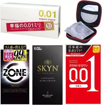 Набор презервативов для Okamoto Zero One SKYN ZONE Sagami Original В комплект входит оригинальный чехол для презервативов [сравнение 4 предметов] 0,01