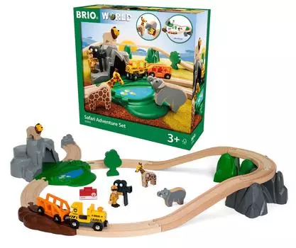 Набор приключений BRIO WORLD Safari [Всего 26 предметов] Для детей от 3 лет (Игрушечный поезд с деревянными рельсами) 33960