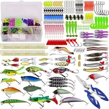 Набор приманок Mulanimo Набор приманок из 301 басовая приманка блесна чехол для приманки спиннербейт червь джиг-головка крючок много типов жесткий мягкий чехол для хранения приманок в комплекте