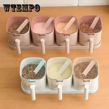 Набор приправ, банка для соли, специй, банка для сахара, кухонные принадлежности, влагостойкая и защищенная от насекомых коробка для хранения приправ с ложкой белый