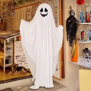 Набор привидений на Хэллоуин, светящиеся белые тканевые привидения со светодиодными огнями C