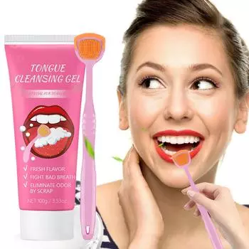 Набор пробиотических гелей для чистки языка (с щеточкой для гигиены полости рта) Гель для чистки языка, скребок для удаления неприятного запаха изо рта для взрослых, гель для чистки языка (1 шт.) One Size