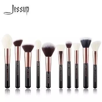 Набор профессиональных кистей для макияжа, 10 шт (Gold / Black)