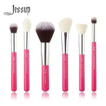 Набор профессиональных кистей для макияжа, 6 шт (Rose-Carmin / Silver)