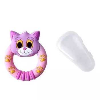 Набор прорезыватель для зубов Vibright Animal + чехол, Pinky Cat, корейские детские товары