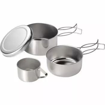 Набор японских сковородок Wahei Freize из 4 предметов из нержавеющей стали для кемпинга, приготовления риса, складной, компактный, для хранения MH-1541