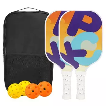 Набор ракеток для пиклбола PATIKIL, одобренная USAPA, ракетка для пиклбола с покрытием из стекловолокна и мягкой рукояткой, 2 ракетки, 4 мяча для пиклбола, 1 сумка для переноски для мужчин