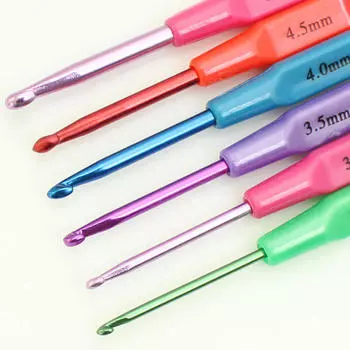 Набор разноцветных алюминиевых крючков диаметром 2,0-5,0 мм, диаметром 14 см. Иглы с ручкой, 6 шт. 6pcs/set