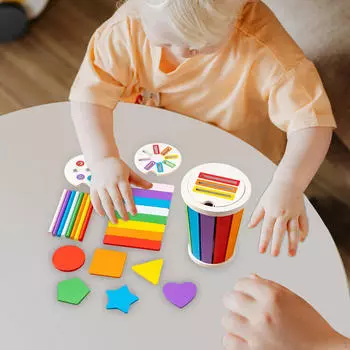 Набор разноцветных деревянных кубиков для маленьких детей rainbow color