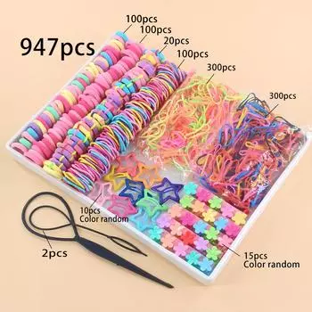 Набор разноцветных резинок для волос для девочек, нейлоновая эластичная резинка, атласные резинки для волос, детские резинки для хвостиков, детские аксессуары для волос