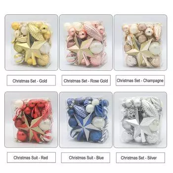 Набор реквизита для украшения елки, 40 шт., комбинация различных рождественских шаров, шампанское, золото 40pcs/set