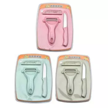 Набор резаков из нержавеющей стали, набор из трех предметов, разделочная доска для пшеничной соломы, нож для фруктов, овощечистка, комбинированные кухонные инструменты светло-зеленый