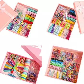 Набор резинок для маленьких девочек, набор аксессуаров для волос с зажимом BB, веревка для волос Set 1(220pcs)