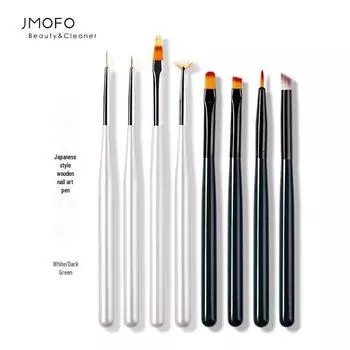 Набор резных деревянных ручек для дизайна ногтей - содержит различные формы для точного рисования и растушевки Pen-No. 54 oblique opening темно-зеленого