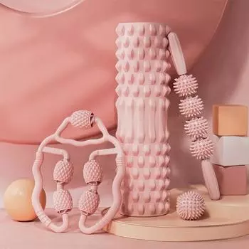 Набор роликов для массажа мышц, роликовый массажер для фитнес-упражнений, массажный мяч, массажер для ног, подходит для всего тела розовый