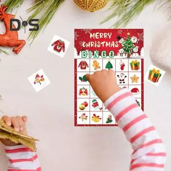 Набор рождественских игровых карточек для бинго, многоразовые праздничные праздничные карты для бинго, развлечения в помещении, рождественские игры для семейного сбора красный