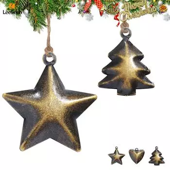 Набор рождественских металлических колокольчиков Leeseph, праздничный декор из металла в деревенском стиле, идеально подходит для Рождества, добавит праздничного очарования вашему дому 2 pcs