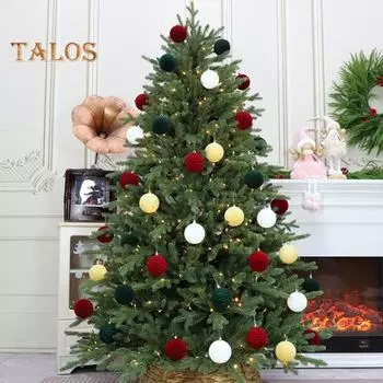 Набор рождественских шаров с флоком, бархатные рождественские подвесные шары, небьющиеся праздничные декоративные шары для елки, двери, окна, камина A