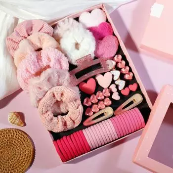 Набор розовых аксессуаров для волос, резинки для волос для женщин, заколка для волос Love, розовая заколка для волос Splashing Ink на День святого Валентина