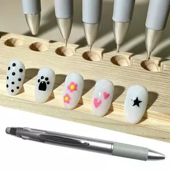 Набор ручек для дизайна ногтей с 4 сменными головками для бусин, цветочный узор в горошек, стразы, тонкий аппликатор для нанесения клея, для самостоятельного использования в салоне серебряный