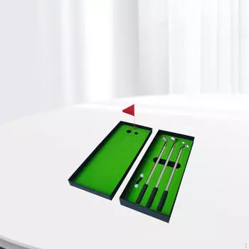 Набор ручек для гольфа с флажком и 2 мячами, забавная шариковая ручка, 3 ручки для клюшек, мини-настольный