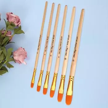 набор ручек для рисования, 6 шт./компл., плотная щетина, сделай сам, мягкая щетина, оригинальный деревянный цветной стержень, студенческие художественные акварельные кисти, поставки для студии C